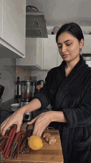 AI UGC creator demonstrating a product in a kitchen